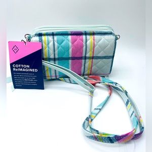 Vera Bradley Women's Recycled Cotton RFID All in One Crossbody Bag Pastel Plaid